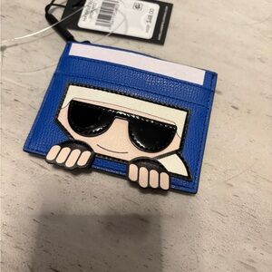 Karl Lagerfeld cobalt blue Card Holder with Cartoon Karl Design